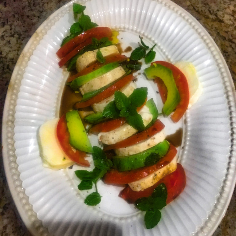 mozzarella with tomatoes, avocado and balsamic
